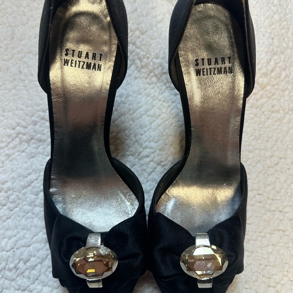 Stuart Weitzman Shoes - Stuart Weitzman Black Heels with Gem Detail